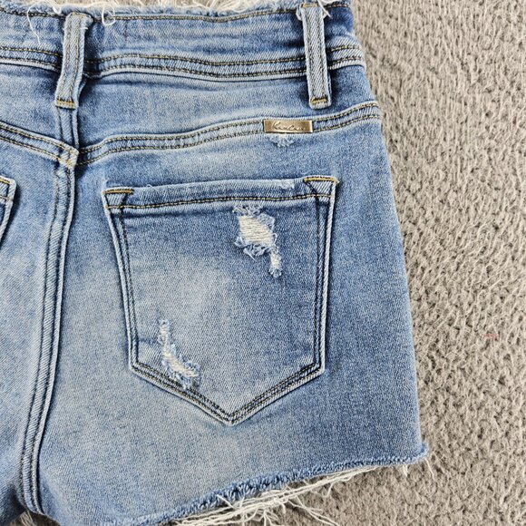 KanCan Shorts Womens 25 Distressed Denim Mid Rise Frayed Hem Raw Cut Casual - Picture 15 of 16